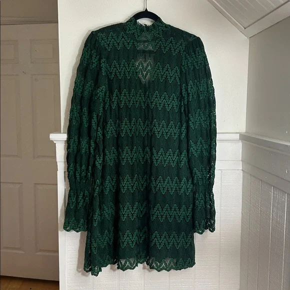 Free People Simone Mock Neck Lace Dress, dark green, women’s size XS - Picture 2 of 11